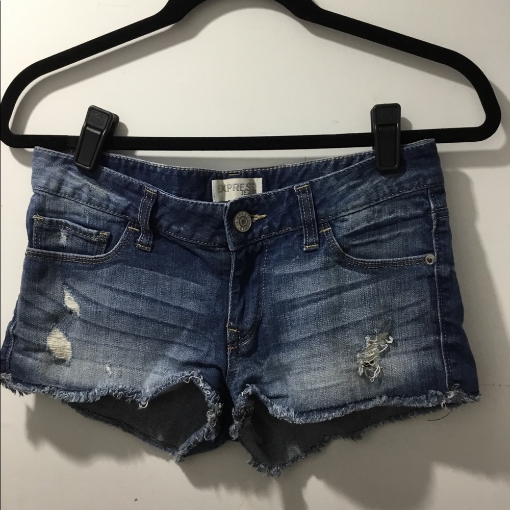Blue denim Express jean shorts